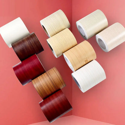 10M/Roll Windowsill Waist Line Wallpaper Waterproof Wood Grain Wall Border Sticker Self-adhesive Door Frame Waveguide Line