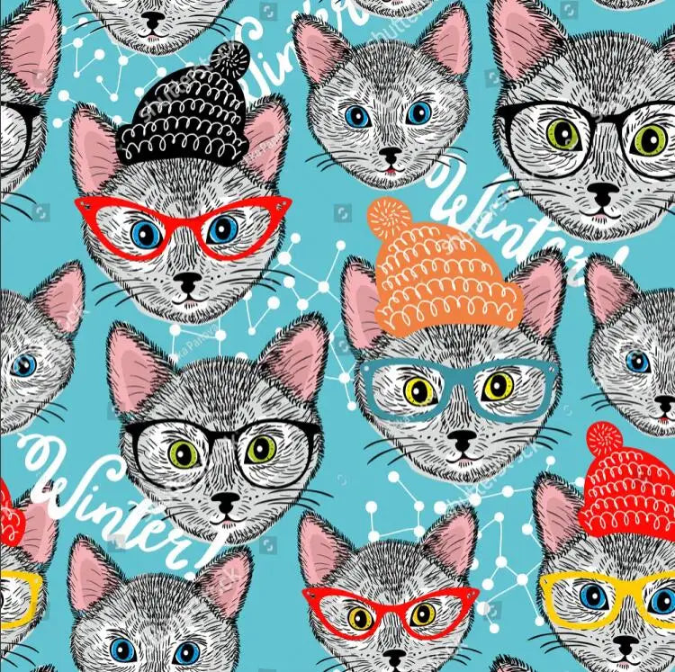 Custom Theme Nordic Cat Wallpaper Mural for Children's Bedroom Background Blue Cat Wall paper Art Boys Girls animal Home Decor