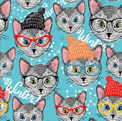 Custom Theme Nordic Cat Wallpaper Mural for Children's Bedroom Background Blue Cat Wall paper Art Boys Girls animal Home Decor