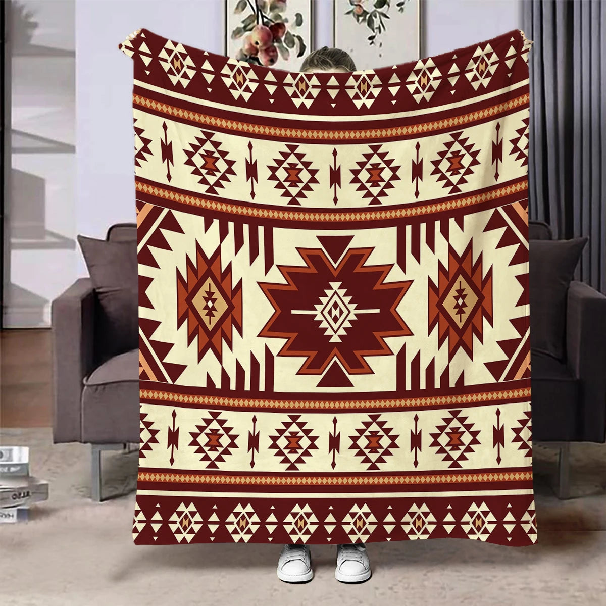 Flannel Throw Blanket Ethnic Patterns Print Blanket Super Soft Cozy Sofa Nap Blanket Home Blanket Perfect Home Gift for Her