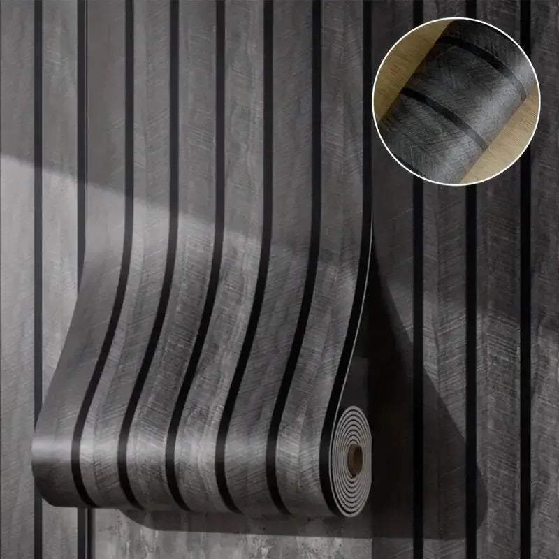 Self-Adhesive Wood Grain Wall Panels Vinyl with Vertical Slats Wallpaper for Living Room Bedroom Kitchen Bathroom TV Backsplash