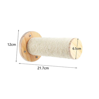Cat Scratching Post Wall Furniture Wood Wall Mounted Kitten Scratcher Tree Tower Toys Thicker Column for Indoor Cats Accessories