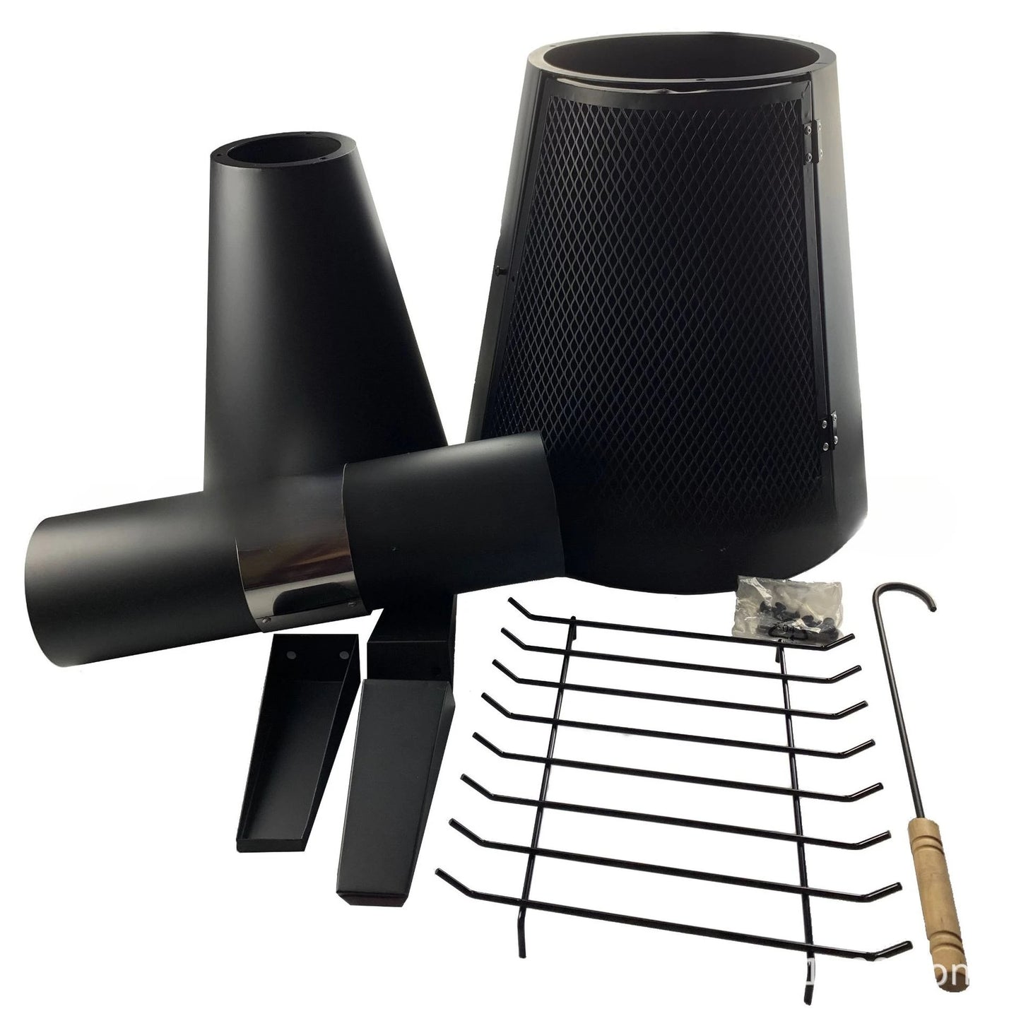 Black Mexican Chiminea Outdoor Fire Pit With Chimney Wood Burning Garden Fireplace For Barbecue Garden Firepit