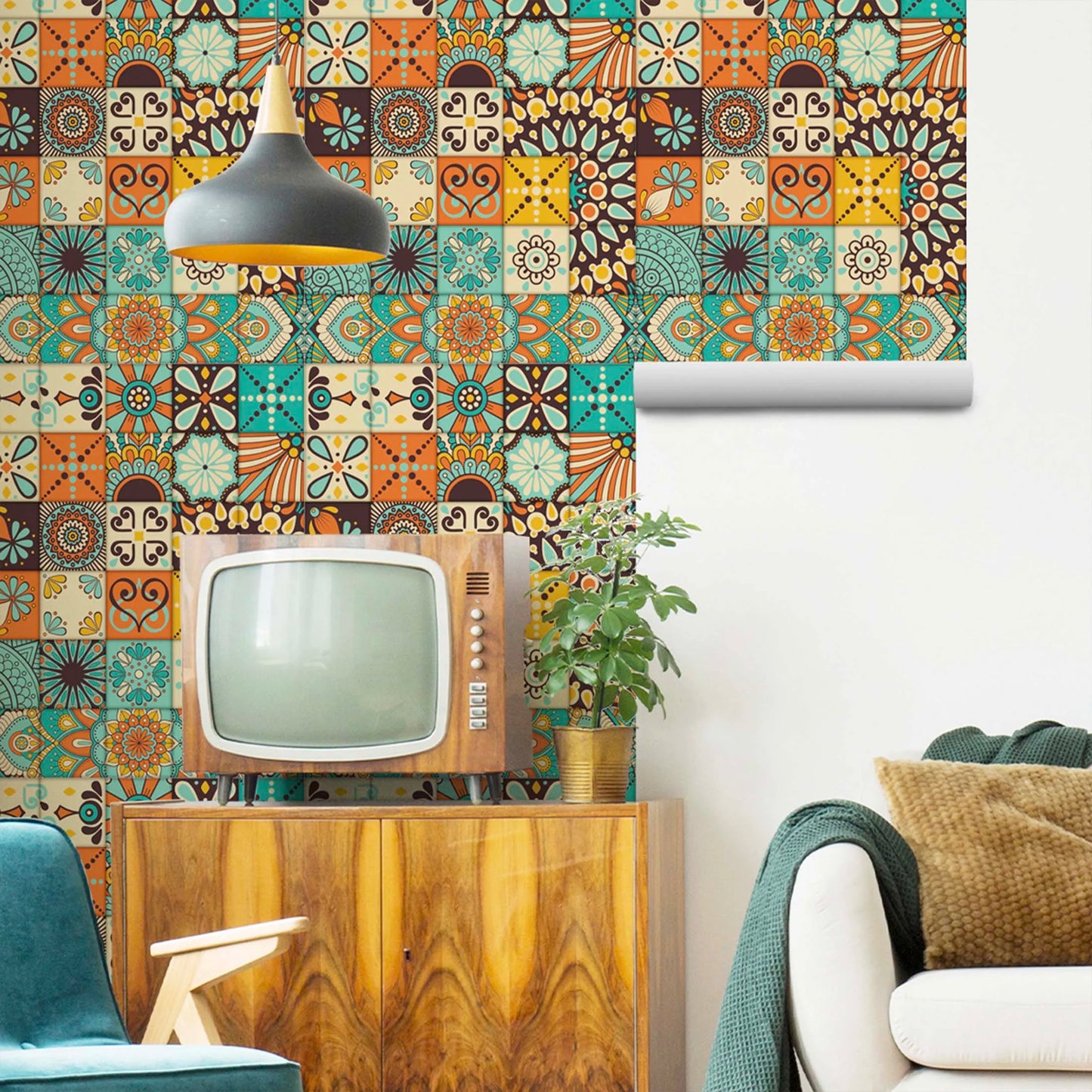 A Creative Wall Sticker for Home Decoration with Mediterranean Style Wallpaper for Home Bedroom Kitchen Cabinets