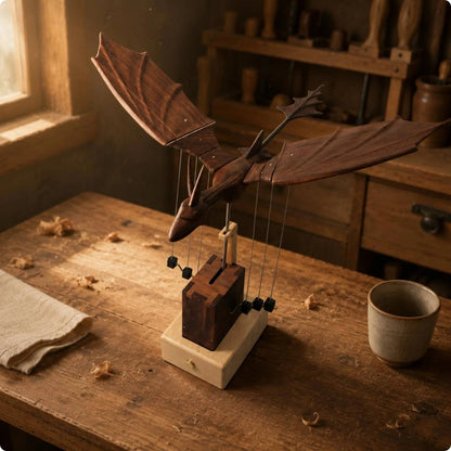 Wooden Dragon Statue Walnut Finish Wooden Dragon Figurine Table Ornament Handmade Home Decor Artistic Design for Office, Shelf