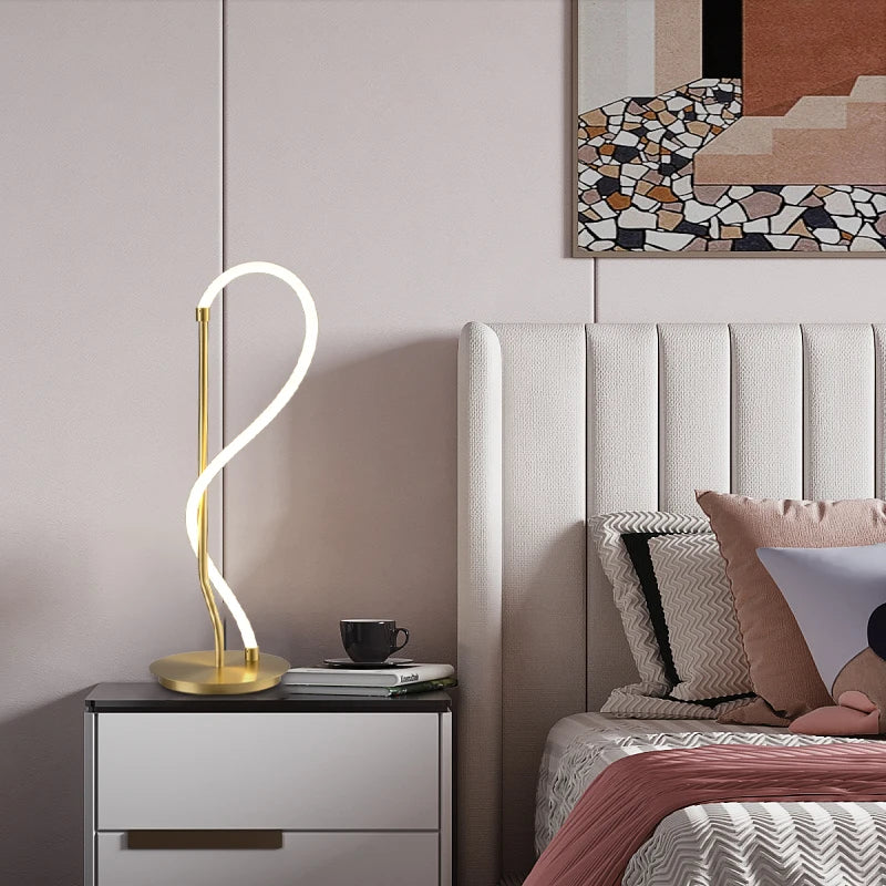 Modern Nordic living room art line floor lamp next to sofa modern designer's creative simple study bedroom long strip note lamp