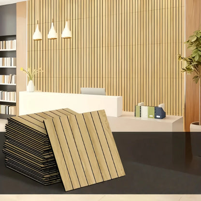 40x40cm Imitation Wood Grille Strip Wall Panel Living Room Bedroom Decoration Waterproof Self-adhesive Ugly Covering Wallpaper