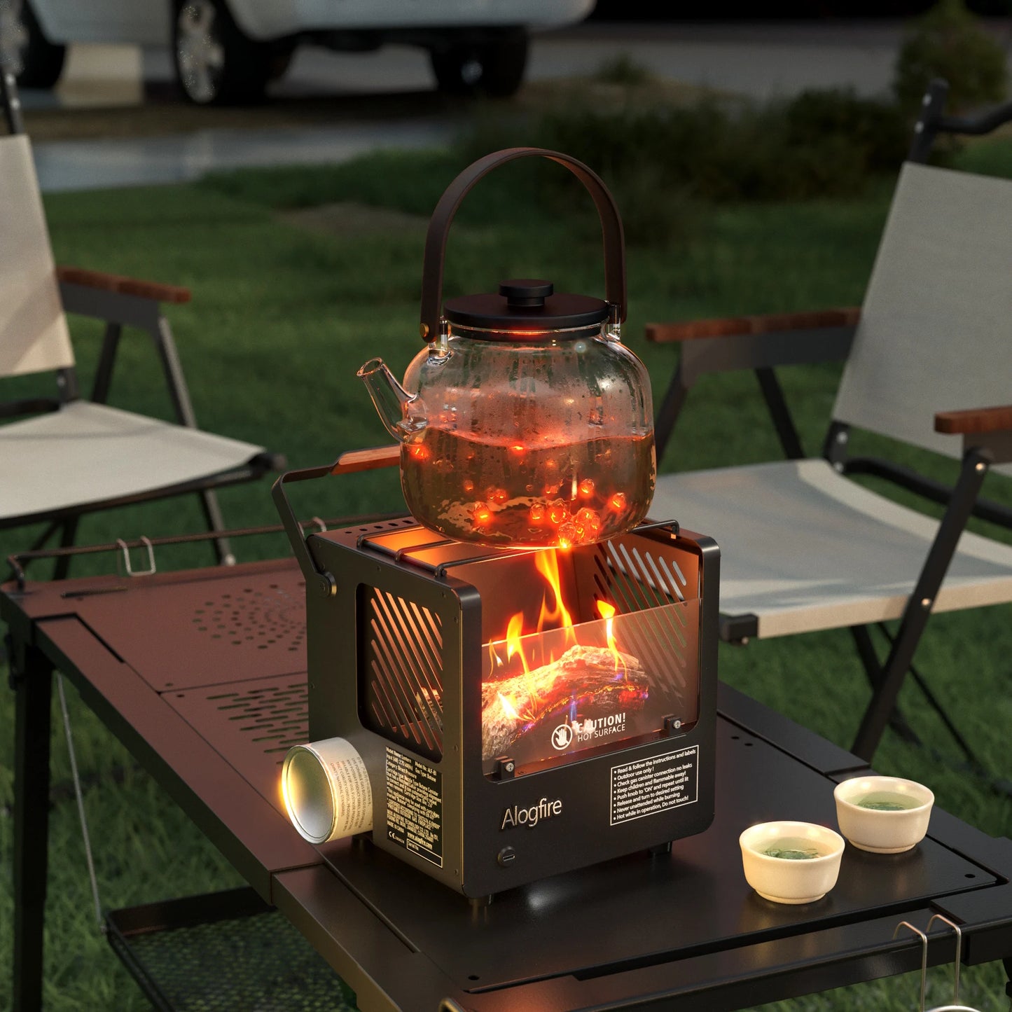 3 in 1 Alogfire Real Flame Camping Heater, Stove and Fire pit/Portable Outdoor Gas Fireplace/Smokeless/Safety Protection