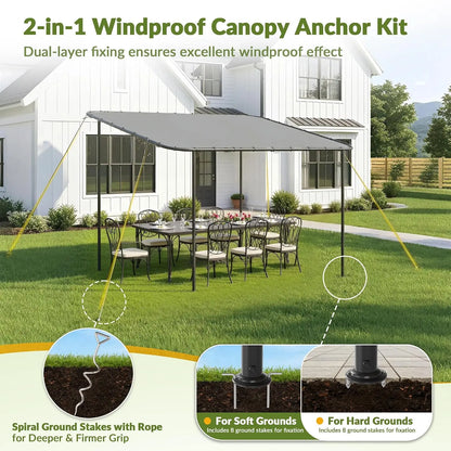 10' x 12' Gazebo for Patio, Outdoor Gazebo Pergola with Waterproof & UV-Resistant Sloped Roof, Wall-Mounted Shade, Customized