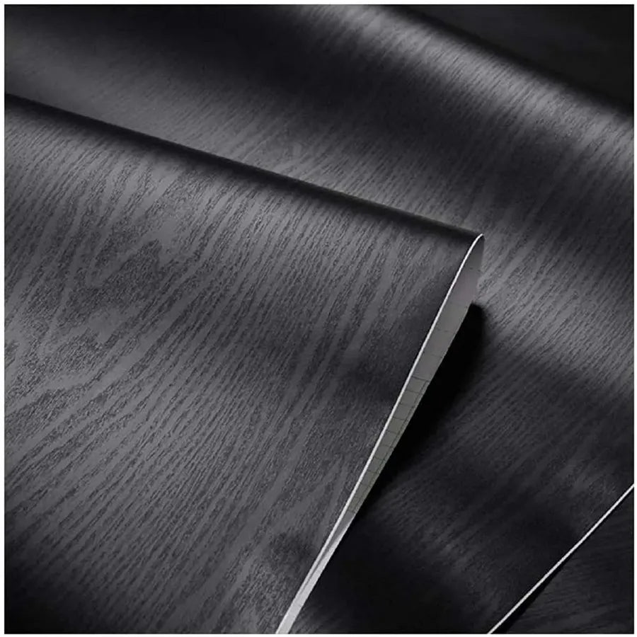 Black Wood Wallpaper - 23.6 Inch Peel and Stick Self Adhesive Wallpaper For Wall Countertop Cabinet Home Decoration Roll