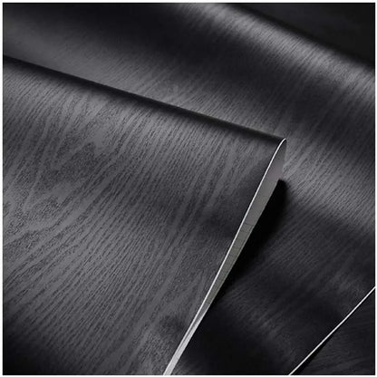 Black Wood Wallpaper - 23.6 Inch Peel and Stick Self Adhesive Wallpaper For Wall Countertop Cabinet Home Decoration Roll