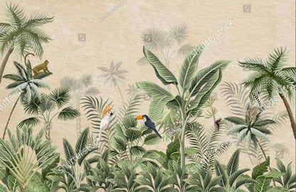 Custom 3D Tropical Rainforest Wallpaper Mural Animals Monkey Wallpapers for Living Room Background Wall paper home decor Sticker