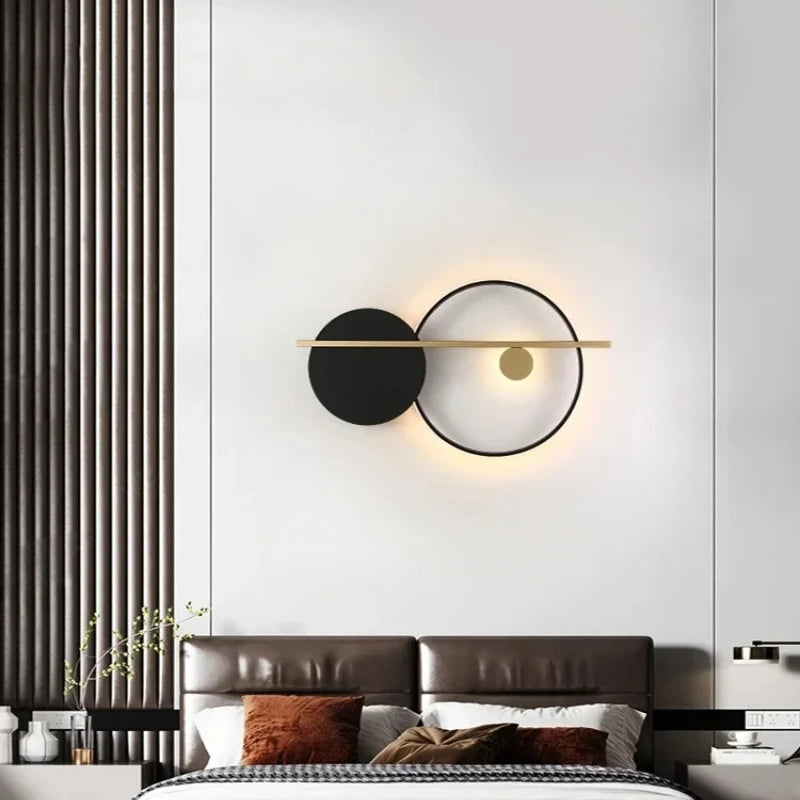 Living Room Wall Lamp Decoration Light Luxury Circular Sofa Background Atmosphere Lighting Simple Modern Nordic Bedroom Lights