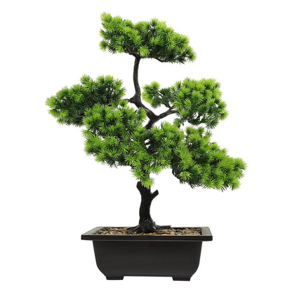 Artificial Guest-Greeting Pine Bonsai Realistic Plant Faux Bonsai Tree Indoor Outdoor Home Office Decoration Lucky Wealth Symbol