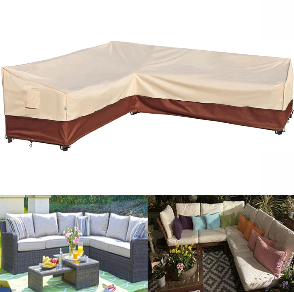 420D HEAVY DUTY Outdoor Garden Furniture V-Shaped Cover for Sofa Table Patio Waterproof Wind-Proof Anti-UV Against Rain Snow