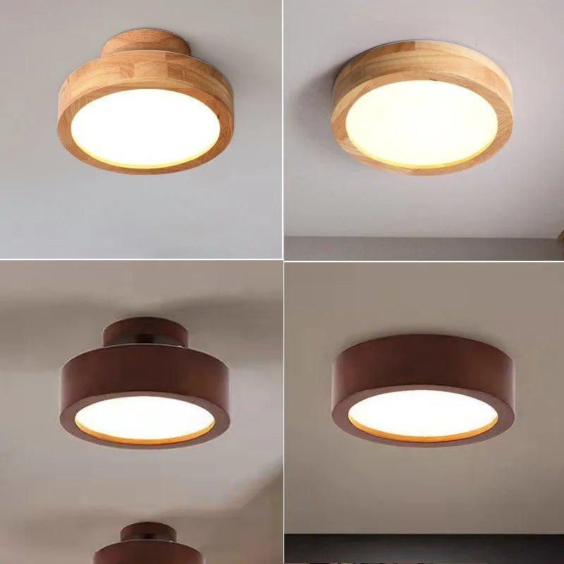 Nordic Living Room Ceiling Lamps Solid Wood Corridor  LED Lamp apanese style  Entrance Balcony Bedroom Headboard Ceiling Lights