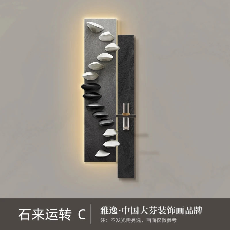 Living room decoration painting, light luxury, high-end feeling, background wall hanging painting, hanging painting wall lamp