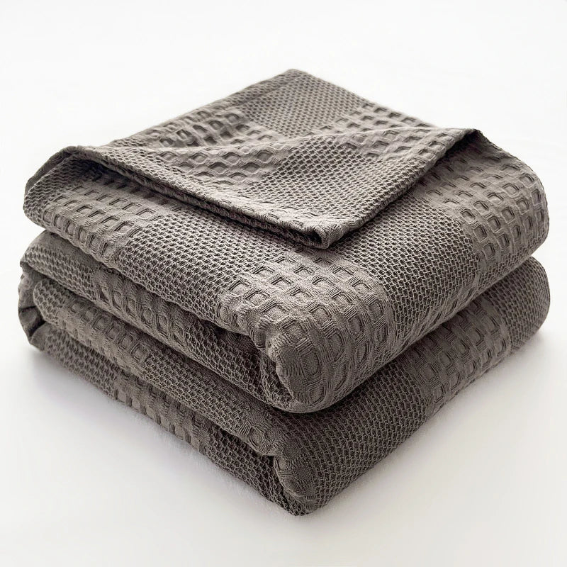 100% Cotton Throw Blanket Soft Breathable Waffle Blanket for Twin Queen King Bed Decorative Plaid Sofa Blankets Summer Throws