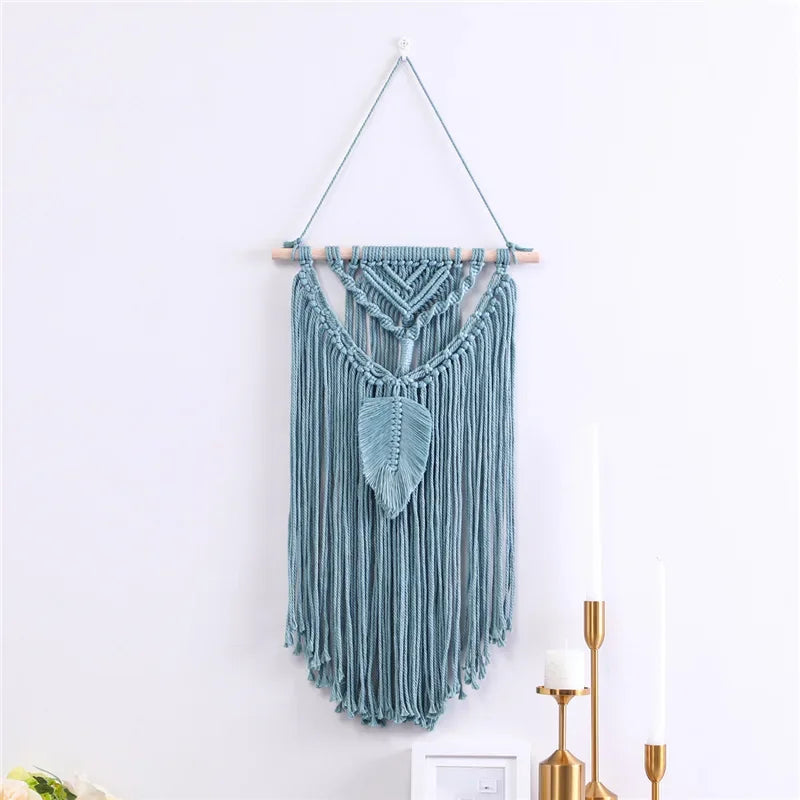 Macrame Boho Wall Hanging Wall Background Living Room Home Decoration Hand-woven Cotton Nordic Art Tassel Tapestry Ornaments