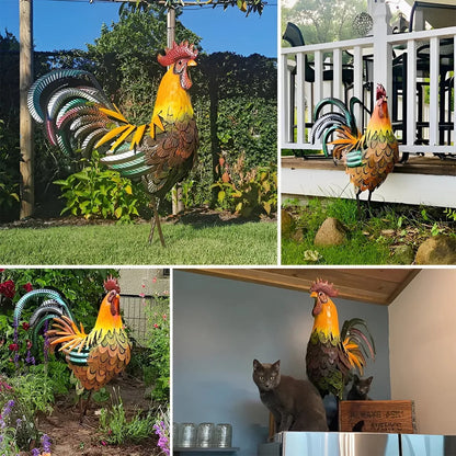 Metal Figurine Rooster Sculpture Carved Iron Rooster Home Furnishing Articles Artwork Home Decoration Statues Sculptures