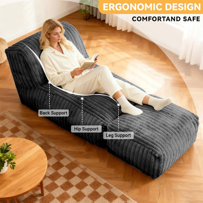 Convertible Sofa Bed | 3-Zone Ergonomic Support System | Modular Chaise Lounge for Apartment Living - Premium Breathable Corduroy, 63'L X 31'W X 26'H - Reading/Working/Gaming Friendly - Small Spaces Perfect