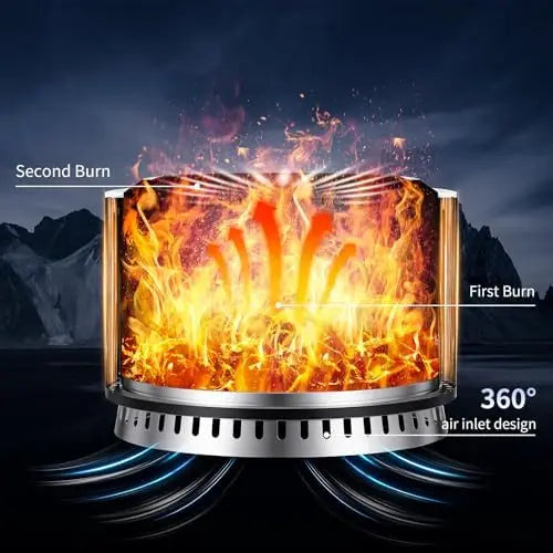 27 inch Smokel Fire Pit with Waterproof Cover, Stainl Steel Outdoor Smokel Firt, Wood Burning Fire Pits for Camping