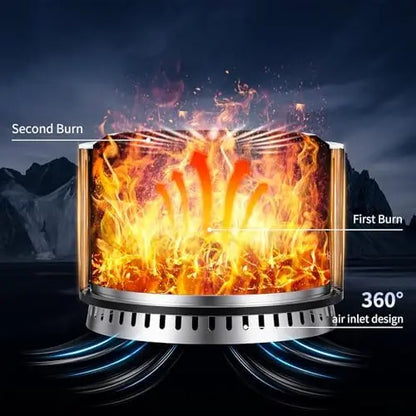 27 inch Smokel Fire Pit with Waterproof Cover, Stainl Steel Outdoor Smokel Firt, Wood Burning Fire Pits for Camping