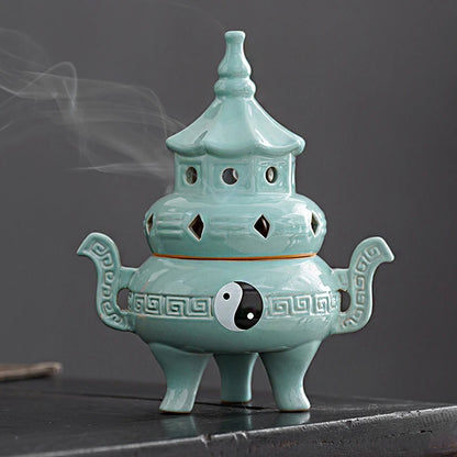 Tall Tai Chi Eight Trigu Stove Living Room Decoration Creative Home Indoor Plate Incense Burner Ceramic Incense Burner