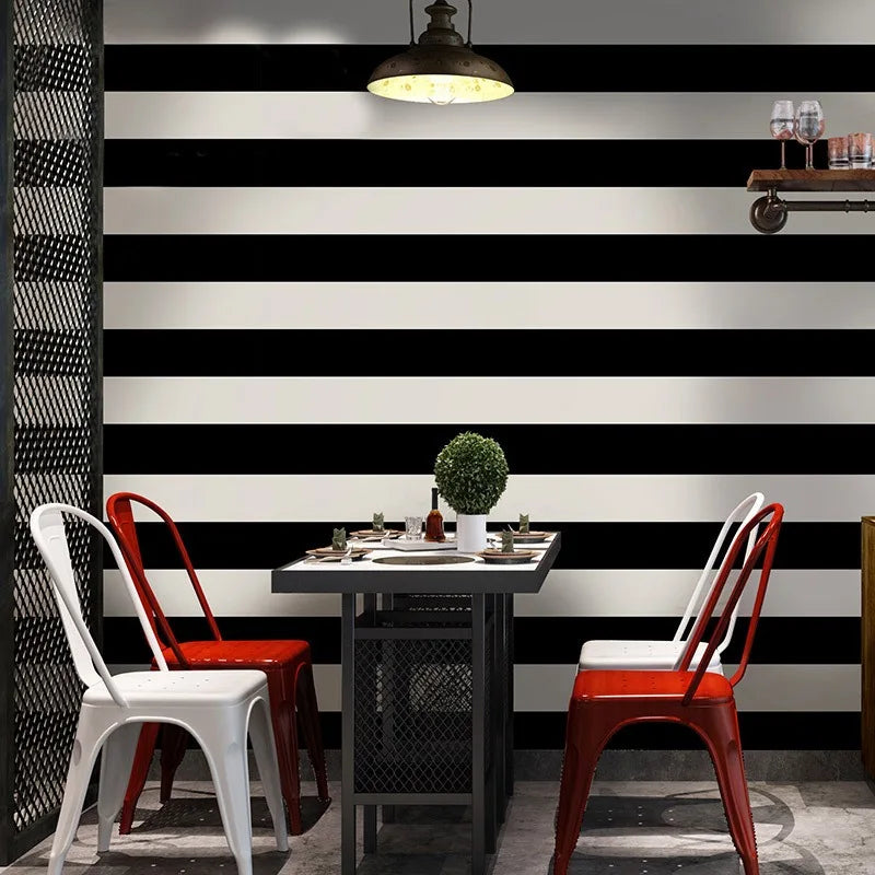 Modern Minimalist Black and White Striped Wallpaper Living Room Bedroom Room Background Wallpaper Non Self-adhesive