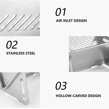 NEW Mini BBQ Grill Stainless Steel Foldable Charcoal Stove Portable Outdoor Camping Picnic Backyard Barbecue Cooking Tool