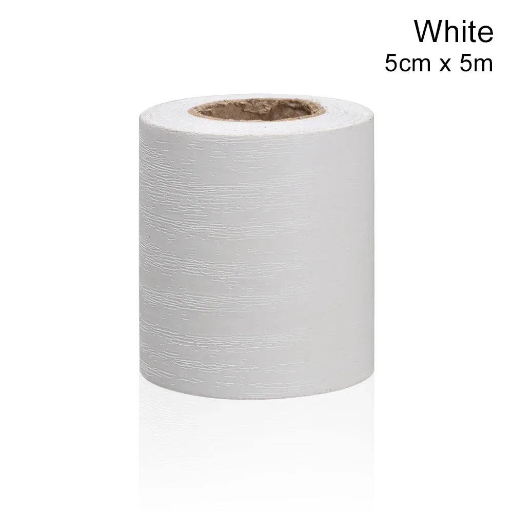 Self-adhesive PVC Waterproof Wood Waist Line Wallpaper Skirting Line Wall Border Stickers Home Decor
