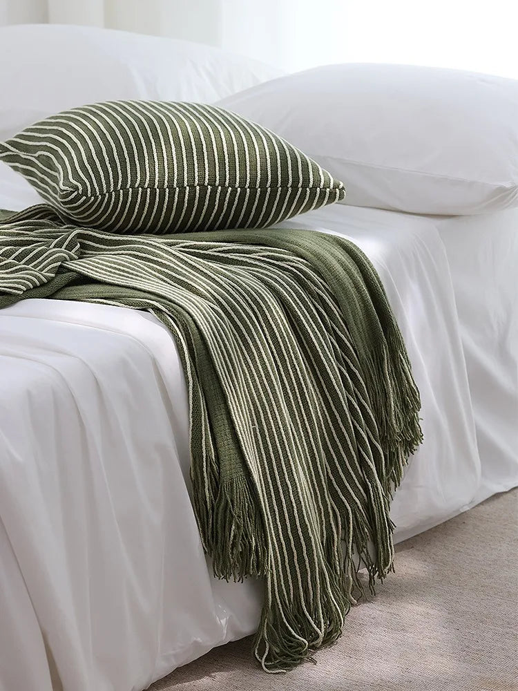 Rustic Farmhouse Knitted Bed Runner Throw Blanket for Homestay Hotel, Bed End Decorative Casual Cover New Style