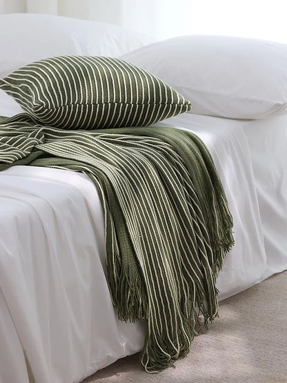 Rustic Farmhouse Knitted Bed Runner Throw Blanket for Homestay Hotel, Bed End Decorative Casual Cover New Style