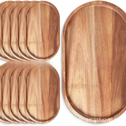 Wabi Sabi Style Acacia Wood Decorative Serving Platter Oval Natural Wood Tray for Home Tabletop Decoration Small Organizer