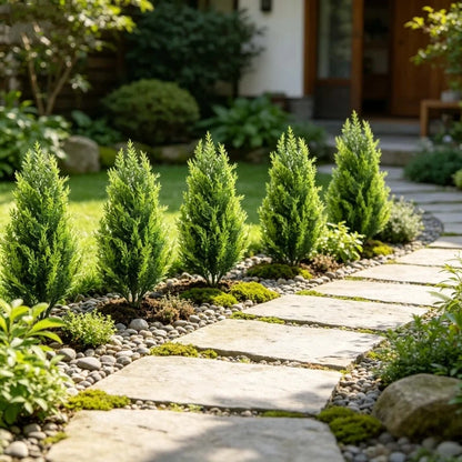 1-4PC 50cm Artificial Mini Pine Cypress Trees with Ground Stake Fake Evergreen Plants for Garden Patio Yard Indoor/Outdoor Decor