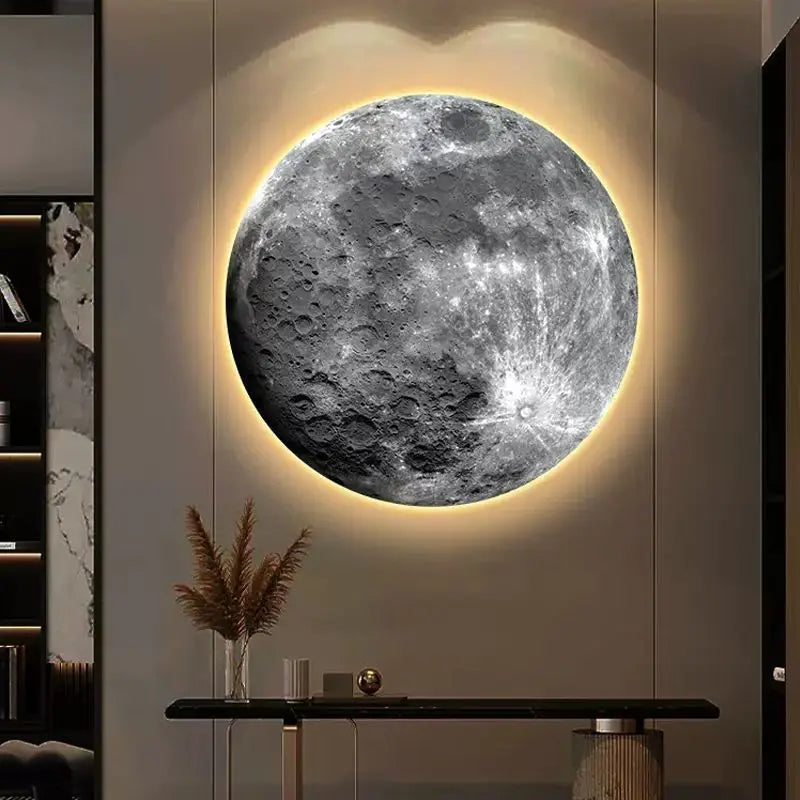 Living Room Luxury Round Hanging Decorative Bedroom Bed Moon Light Frameless Lamp Painting Mural Miniatures Groot Art Funny Gift