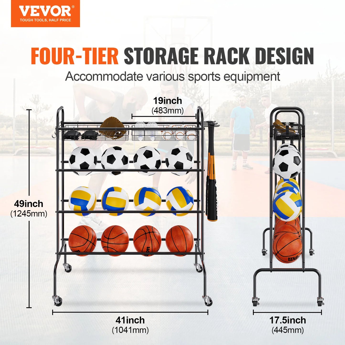 4-Tier Basketball Storage Rack