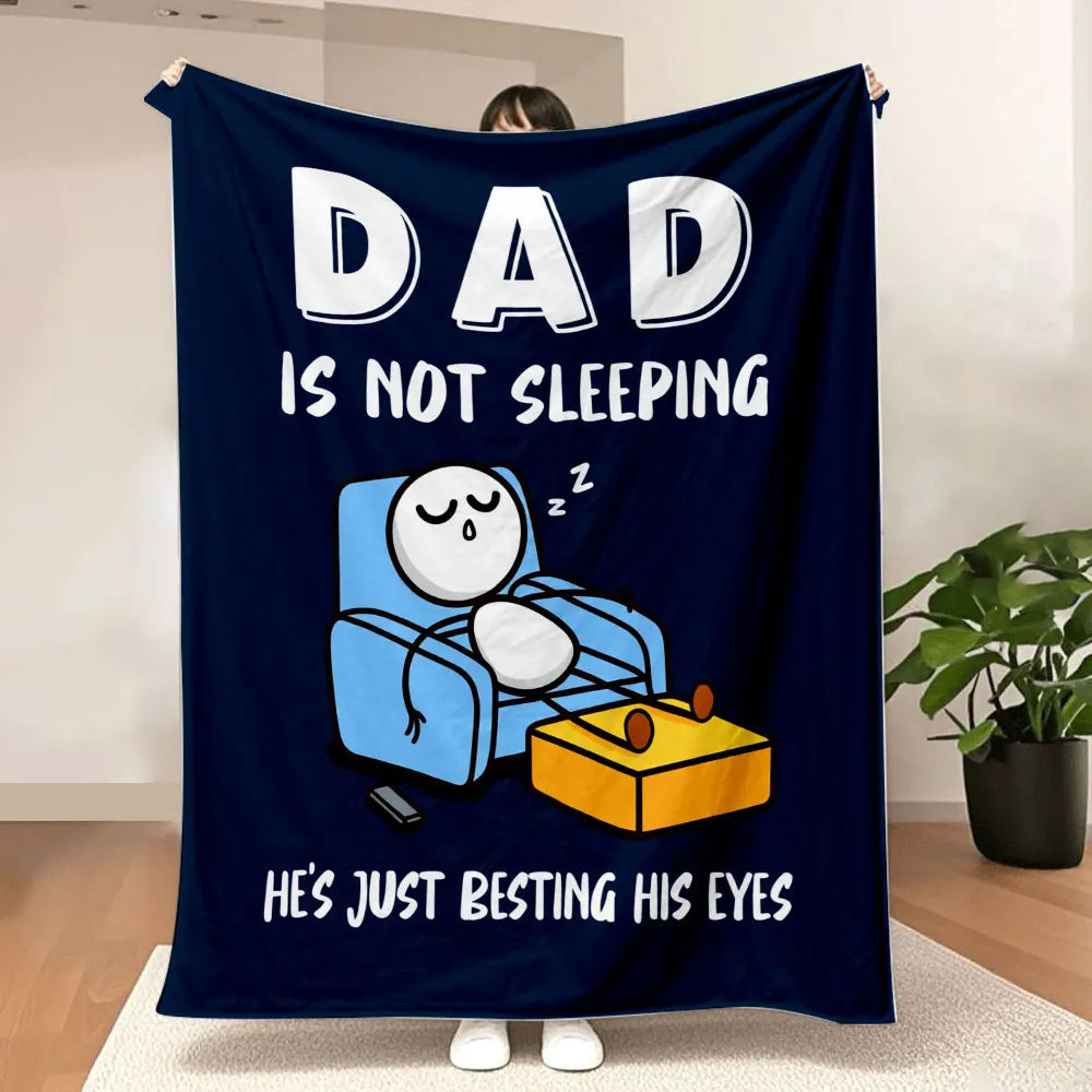 Dad's Besting His Eyes Blanket - Playful Cartoon Design, Soft Cosy Throw for Dad - Perfect for Lazy Afternoons, Home Decor, or G
