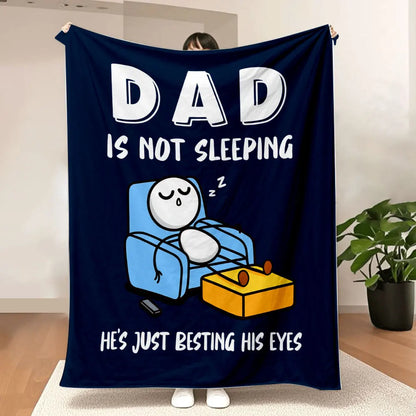 Dad's Besting His Eyes Blanket - Playful Cartoon Design, Soft Cosy Throw for Dad - Perfect for Lazy Afternoons, Home Decor, or G