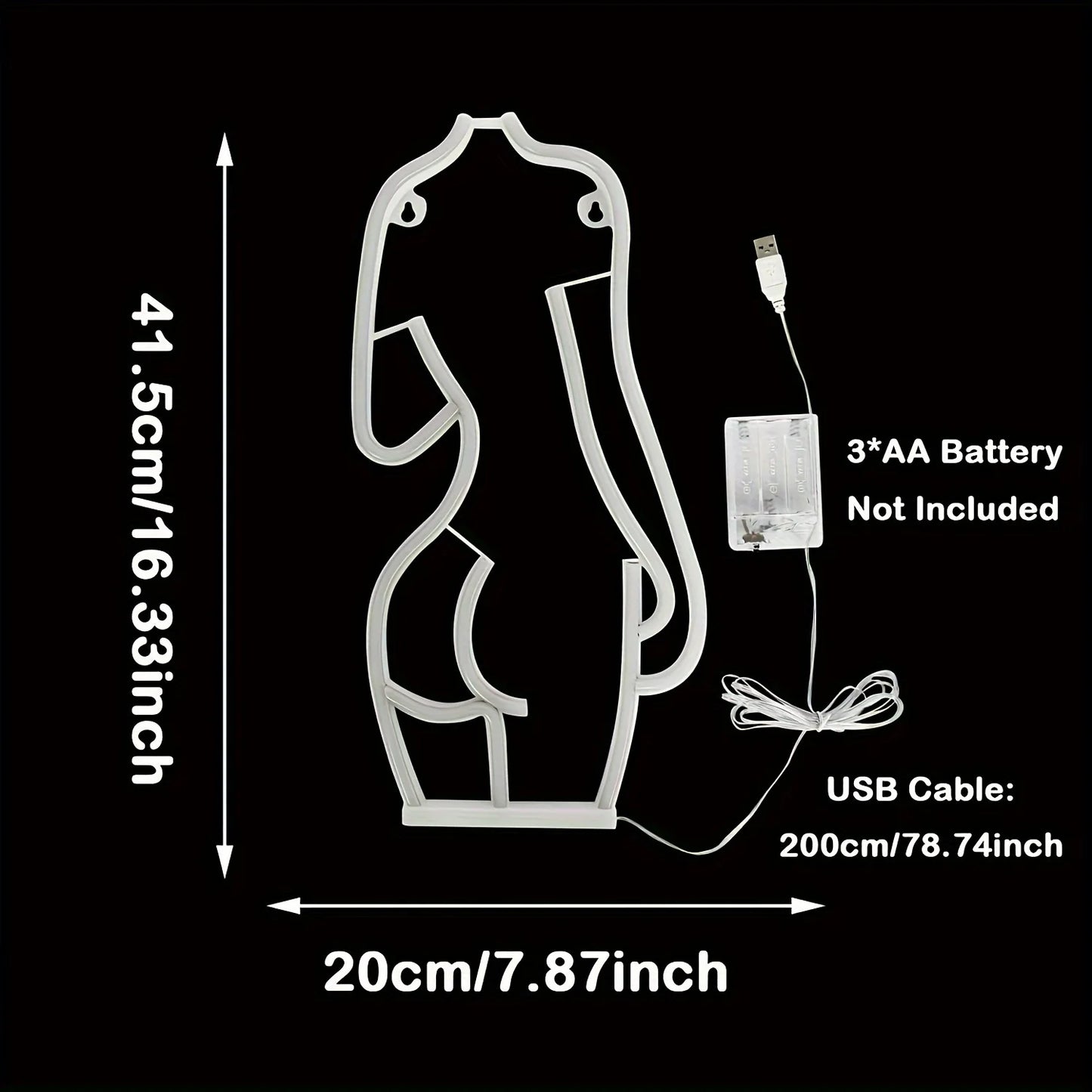 Women's contoured LED neon lights USB or battery powered bedroom walls, bar club studios, game rooms, birthday party decorations