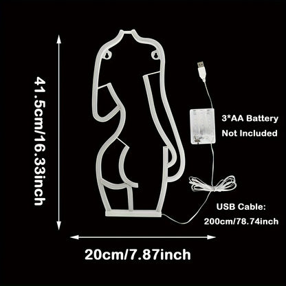 Women's contoured LED neon lights USB or battery powered bedroom walls, bar club studios, game rooms, birthday party decorations