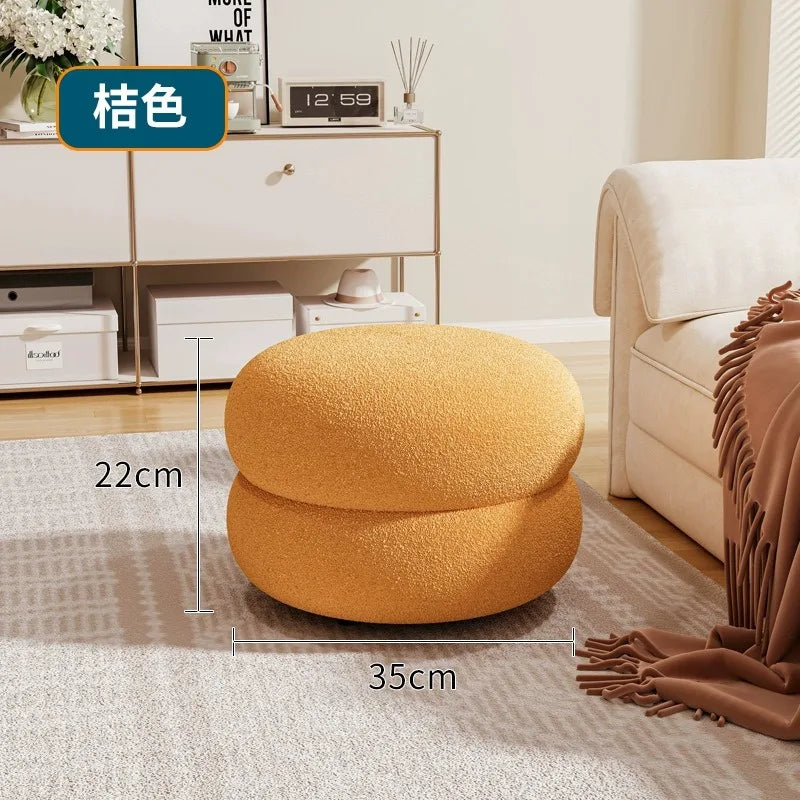 Living room small stool lamb wool bench household round stool Internet celebrity children sofa stool low stool simple pier shoe