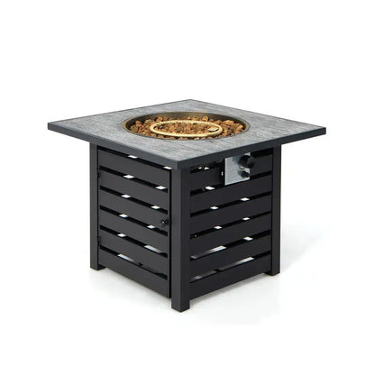 Square Propane Fire Pit Table with Lava Rocks and Rain Cover