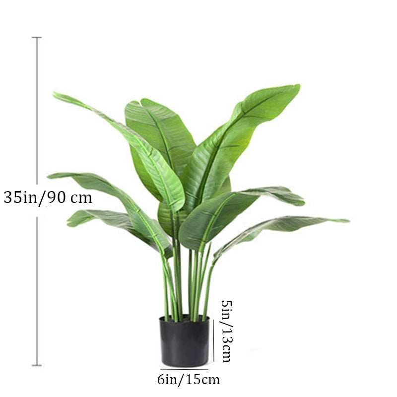 Artificial Bird of Paradise Plant 63'' Fake Palm Tree Feaux Plants in Pot Faux Banana Tree for Indoor Outdoor Home Office Decor