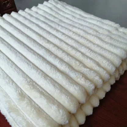 New Cotton Warm Blanket Spandex Solid Color Throw Blanket Skin-Friendly Double Sided Plush Striped Blankets Home Office