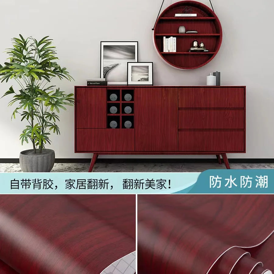 Wooden Door Wallpaper Vinyl Self Adhesive Waterproof Contact Paper for Living Room Kitchen Cupboard Furniture Renovation Sticker