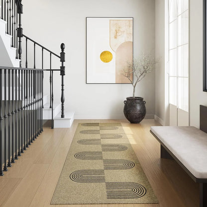 Runner Rug Non-slip Waterproof Dirt-resistant Floor Mat Brown Imitation Texture Line Corridor Carpet Long Size Home Decor Mats