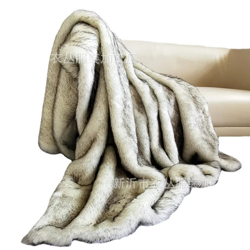 European Style Imitation Fox Blanket Model Room Soft Furnishing Artificial Fur Blanket PV Fleece Blanket Bedside Blanket