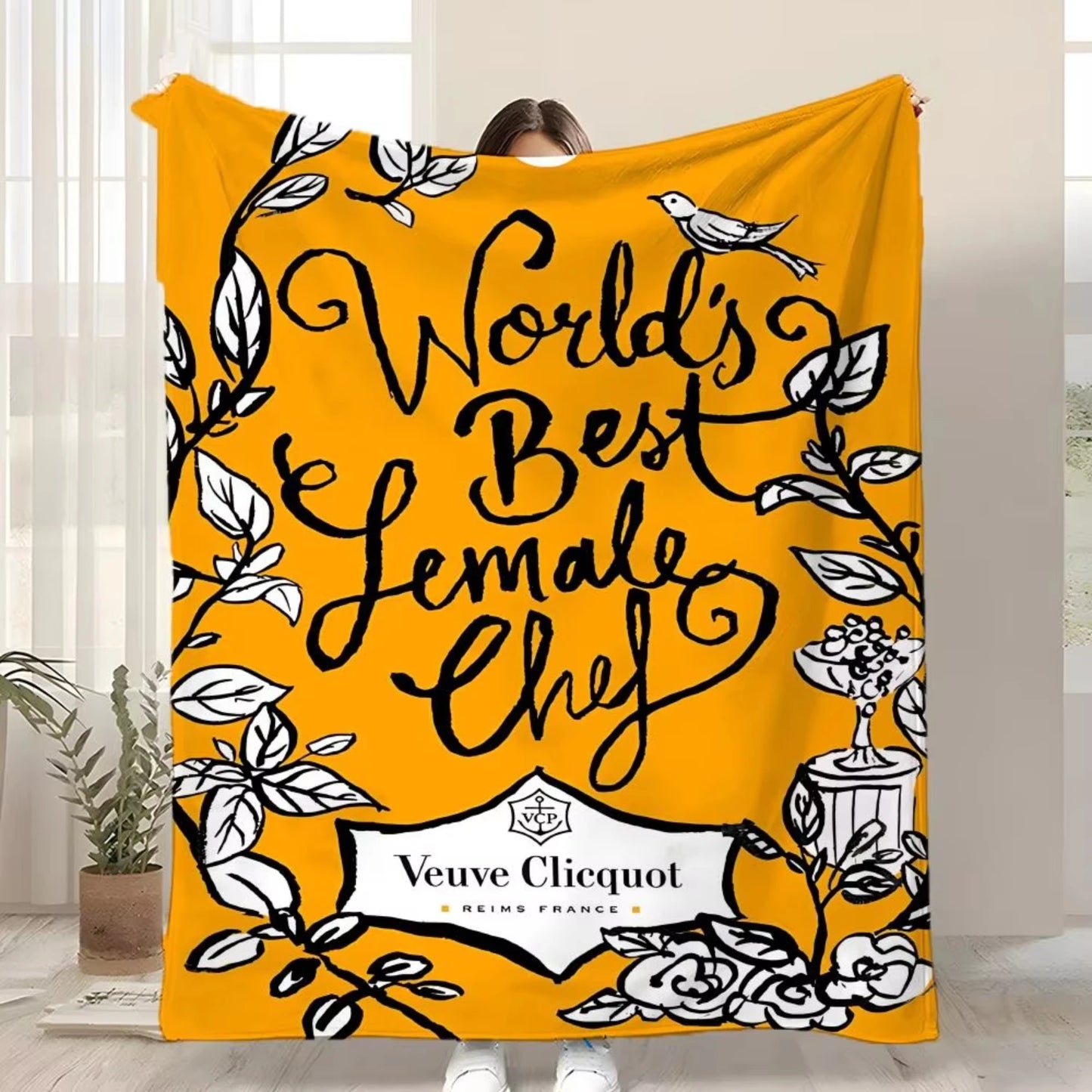 V-Veuve ClicquotS ART Throw Kid-Friendly Flannel Throw Blanket Soft Warm Anti-Static Washable All Season