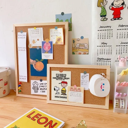 Pictures Wall Plate DIY Cork Display Panel Soft Decorative Cork Board Wood Hanging Photo Background